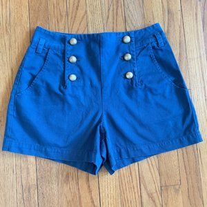 Joie Double Button Mini Blue Denim Shorts